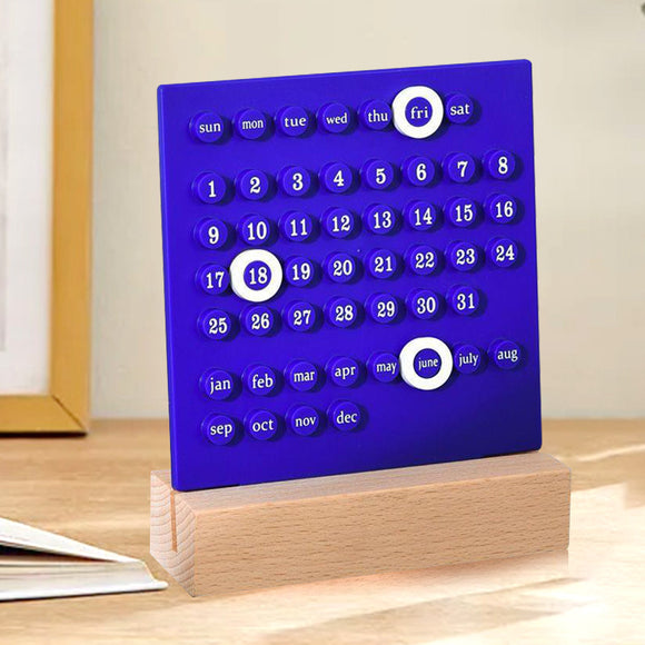 NNEDSZ Blue DIY Ring Perpetual Calendar - Creative Acrylic Desktop Calendar with Adjustable Rings