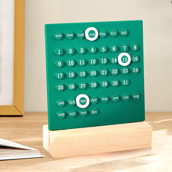 NNEDSZ Green DIY Ring Perpetual Calendar - Creative Acrylic Desktop Calendar with Adjustable Rings