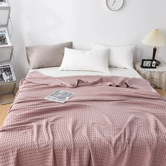 NNEDSZ Cotton Waffle Blanket - Air Conditioning Blanket/Throw/Summer Quilt, 200*230cm,Bean Paste Color