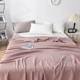 NNEDSZ Cotton Waffle Blanket - Air Conditioning Blanket/Throw/Summer Quilt, 200*230cm,Bean Paste Color