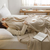 NNEDSZ Cotton Waffle Blanket - Air Conditioning Blanket/Throw/Summer Quilt, 200*230cm,Light Green