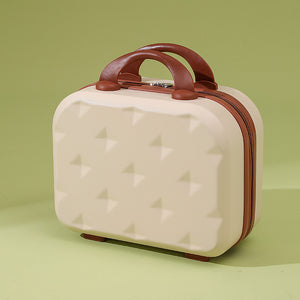 NNEDSZ Off White 14-inch Mini Handheld Luggage Case - Stylish Makeup and Storage Box with ABS Shell
