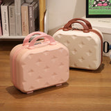 NNEDSZ Off White 14-inch Mini Handheld Luggage Case - Stylish Makeup and Storage Box with ABS Shell
