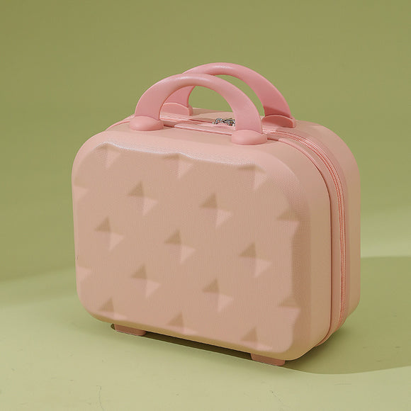 NNEDSZ Pink 14-inch Mini Handheld Luggage Case - Stylish Makeup and Storage Box with ABS Shell