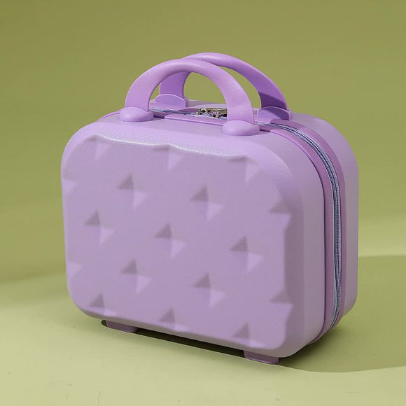NNEDSZ Purple 14-inch Mini Handheld Luggage Case - Stylish Makeup and Storage Box with ABS Shell