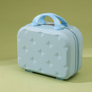 NNEDSZ Sky Blue 14-inch Mini Handheld Luggage Case - Stylish Makeup and Storage Box with ABS Shell