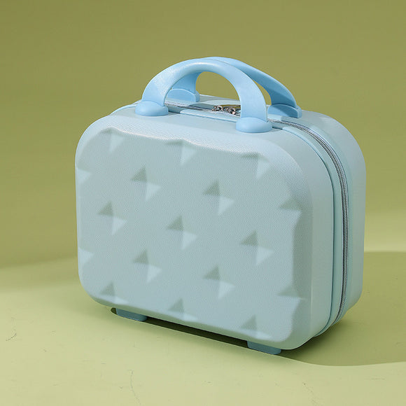 NNEDSZ Sky Blue 14-inch Mini Handheld Luggage Case - Stylish Makeup and Storage Box with ABS Shell