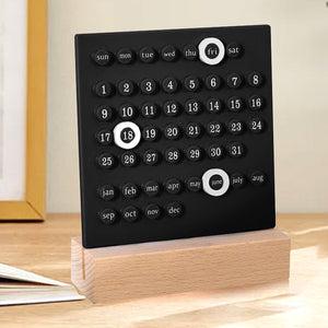 NNEDSZ Black DIY Ring Perpetual Calendar - Creative Acrylic Desktop Calendar with Adjustable Rings