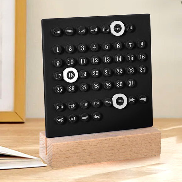 NNEDSZ Black DIY Ring Perpetual Calendar - Creative Acrylic Desktop Calendar with Adjustable Rings