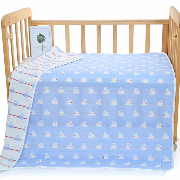 NNEDSZ Blue Bunny, 6-Layer Muslin Baby Blanket - Soft Cotton Bedding for Infants and Toddlers, 110x110 cm,