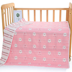 NNEDSZ Pink Chick, 6-Layer Muslin Baby Blanket - Soft Cotton Bedding for Infants and Toddlers, 110x110 cm,