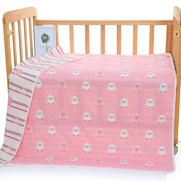 NNEDSZ Pink Chick, 6-Layer Muslin Baby Blanket - Soft Cotton Bedding for Infants and Toddlers, 110x110 cm,