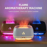 NNEDSZ Black LED Flame Aromatherapy Diffuser with Humidifier - Ambient Light Essential Oil Diffuser