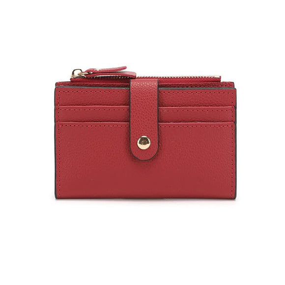 NNEDSZ 3 PCS Wallets Red Women's Small Zipper Snap Card Wallet, Ladies PU Leather Credit Card Holder with Coin Pocke