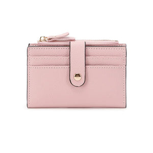 NNEDSZ 3 PCS Pink Women's Small Zipper Snap Card Wallet, Ladies PU Leather Credit Card Holder with Coin Pocke