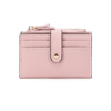 NNEDSZ 3 PCS Pink Women's Small Zipper Snap Card Wallet, Ladies PU Leather Credit Card Holder with Coin Pocke