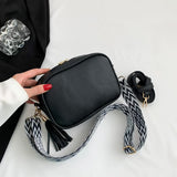 NNEDSZ Black Trendy Crossbody Shoulder Bag with Tassel Accent - Compact and Stylish