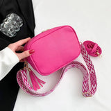 NNEDSZ Rose Red Trendy Crossbody Shoulder Bag with Tassel Accent - Compact and Stylish