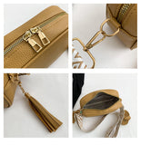 NNEDSZ Rose Red Trendy Crossbody Shoulder Bag with Tassel Accent - Compact and Stylish