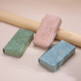 NNEDSZ 2 PCS Pink Elegant Floral Embossed Long Wallet with Double Zipper