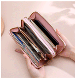 NNEDSZ 2 PCS Pink Elegant Floral Embossed Long Wallet with Double Zipper
