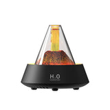 NNEDSZ Black Pyramid Flame Mist Humidifier with Ambient Lighting - Ultrasonic Aromatherapy Diffuser