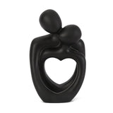 NNEDSZ Black Romantic Couple Figurine with Heart Design - Modern Minimalist Decorative Statue