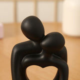 NNEDSZ Black Romantic Couple Figurine with Heart Design - Modern Minimalist Decorative Statue