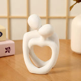 NNEDSZ White Romantic Couple Figurine with Heart Design - Modern Minimalist Decorative Statue