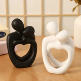 NNEDSZ White Romantic Couple Figurine with Heart Design - Modern Minimalist Decorative Statue
