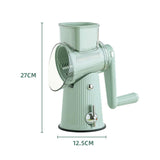 NNEDSZ Green 10-in-1 Manual Vegetable Slicer with Interchangeable Blades - Multifunctional Rotary Grater and Shredder for Kitchen Use