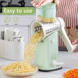 NNEDSZ Green 10-in-1 Manual Vegetable Slicer with Interchangeable Blades - Multifunctional Rotary Grater and Shredder for Kitchen Use