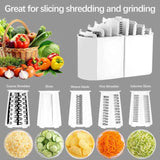 NNEDSZ White 10-in-1 Manual Vegetable Slicer with Interchangeable Blades - Multifunctional Rotary Grater and Shredder for Kitchen Use