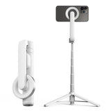 NNEDSZ White Multifunctional Foldable Selfie Stick with Tripod Stand & Bluetooth Remote