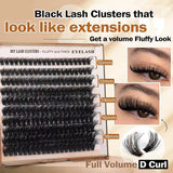 NNEDSZ 3 PCS DIY Lash Clusters Kit - 100D Fluffy & Thick False Eyelashes with Adhesive and Tools