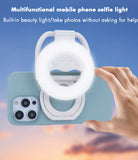 NNEDSZ Foldable Clip-On Selfie Ring Light with Stand - Adjustable Brightness for Smartphones