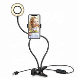 NNEDSZ Flexible LED Ring Light with Phone Holder - Adjustable Brightness & Clip Base