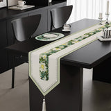 NNEDSZ Green Elegant Green Botanical Table Runner with Tassels - 30x180cm