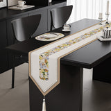 NNEDSZ Yellow Flower Elegant Green Botanical Table Runner with Tassels - 30x180cm