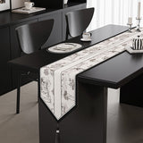 NNEDSZ Black-white Elegant Green Botanical Table Runner with Tassels - 30x180cm