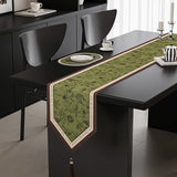 NNEDSZ Green Elegant Green Botanical Table Runner with Tassels - 30x180cm