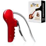 NNEDSZ Red Ergonomic Lever-Action Corkscrew Wine Opener with Foil Cutter
