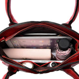 NNEDSZ Red  Elegant Embossed Rose Leather Handbag - Vintage Style Tote Bag