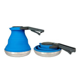 NNEDSZ Blue 304 Stainless Steel Collapsible Silicone Tea Kettle - Portable and Heat-Resistant Design