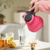 NNEDSZ Blue 304 Stainless Steel Collapsible Silicone Tea Kettle - Portable and Heat-Resistant Design