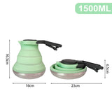 NNEDSZ Green 304 Stainless Steel Collapsible Silicone Tea Kettle - Portable and Heat-Resistant Design
