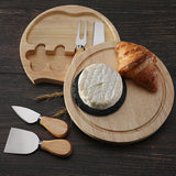NNEDSZ Steel Premium Wooden Cheese Board Set with Knives - Perfect for Entertaining