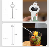 NNEDSZ 750ML 7-Piece Stainless Steel Cocktail Shaker Set with Bamboo Stand - Bartender Kit