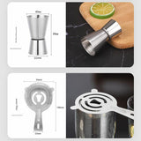 NNEDSZ 700ML 7-Piece Stainless Steel Cocktail Shaker Set with Bamboo Stand - Bartender Kit