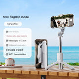 NNEDSZ White Portable Selfie Stick Tripod with Bluetooth Remote - Compact and Adjustable